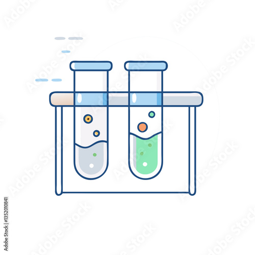 Test tube icon with liquid, symbol of scientific experiments and research
