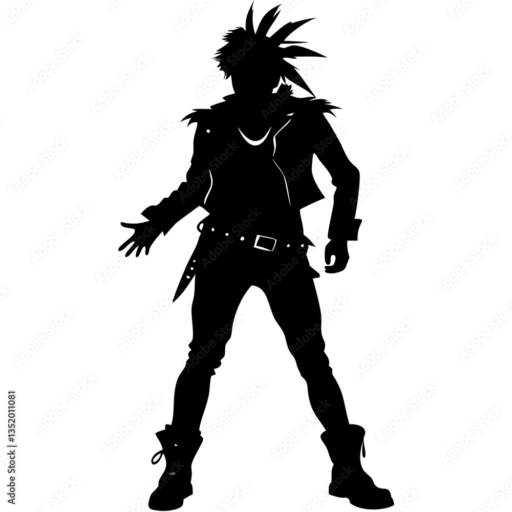 Fototapeta premium Punk Rocker Silhouette Vector Art for Fashion Design and Graphic Projects