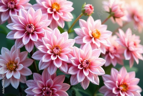 Elegant dahlia pattern, soft focus, pastel hues , flowers, wedding, beautiful