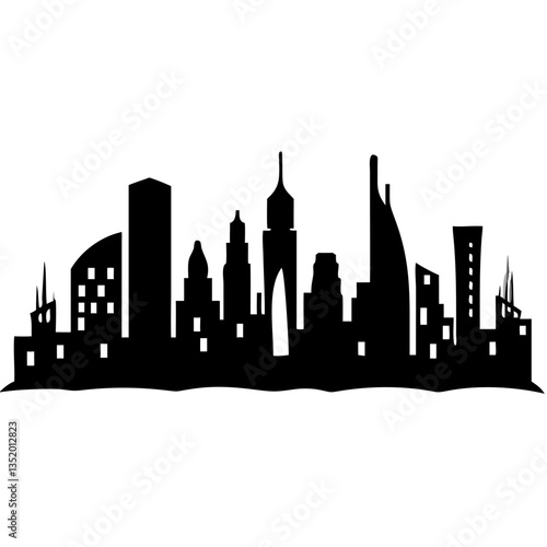 Modern City Skyline Silhouette Vector Art for Graphic Design and Decoration