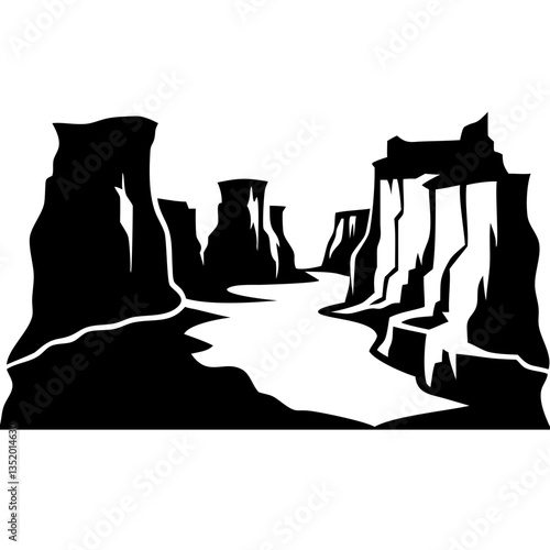 Majestic Canyon Landscape Vector Silhouette for Art and Design Projects
