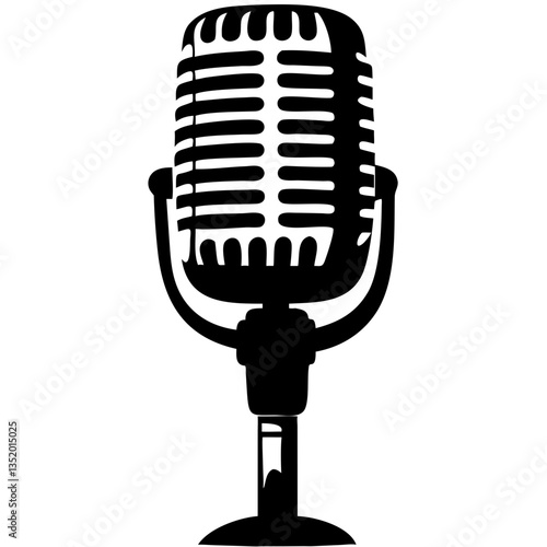 Vintage Microphone Vector Illustration for Music and Podcast Design Projects
