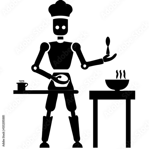 Robot Chef Cooking Vector for Kitchen Art Designs and Culinary Projects