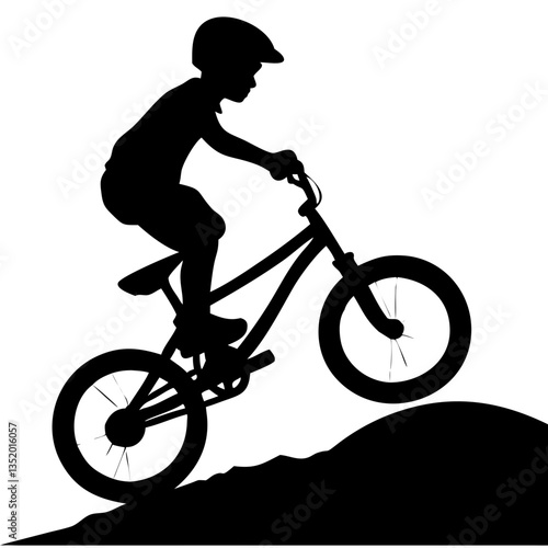 Silhouette Child BMX Bike Stunt Adventure Vector for Sport and Design Applications