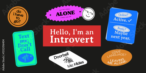 Introvert life sticker pack, slice of life sticker pack, personality patch, set of personality sticker, sticker for social media