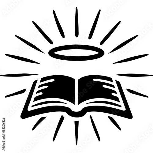 Holy Book with Halo and Radiating Light Vector Illustration for Religious Design Use