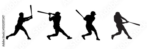 softball silhouettes.vector ilustration