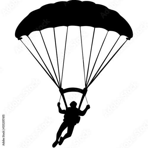 Parachute Skydiver Silhouette Vector for Outdoor Adventure Design Projects