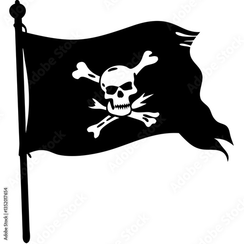 Pirate Skull and Crossbones Vector Illustration for Tattoos and Graphic Design