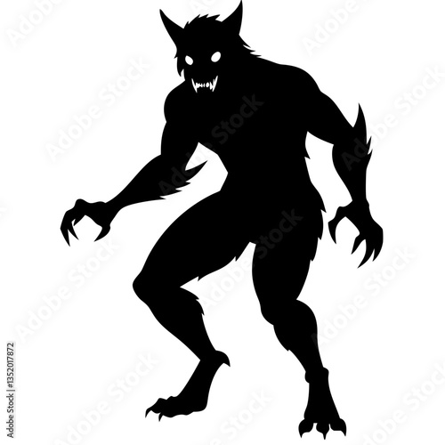 Werewolf Silhouette Vector Illustration for Halloween and Fantasy Design Projects