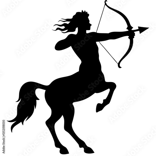 Centaur Archer Silhouette Mythical Creature Illustration for Art and Tattoo Designs