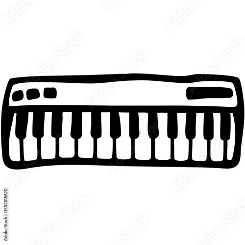 Vector Illustration of Digital Keyboard Synthesizer for Music Designs and Creative Projects