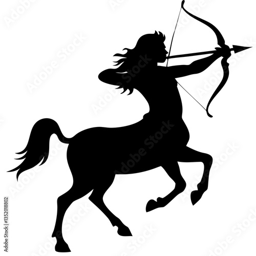 Centaur Archer Silhouette Mythical Creature Illustration Vector for Art and Design