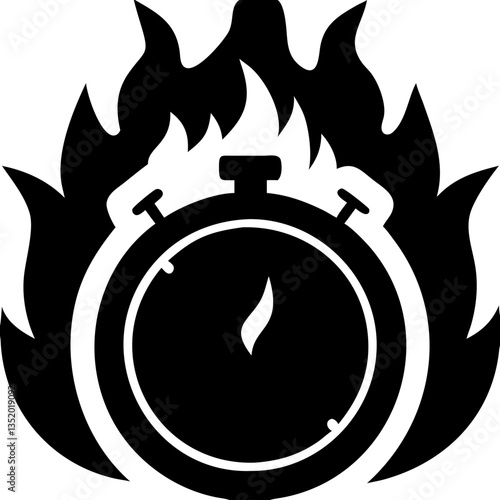 Flaming Stopwatch Vector Symbolizing Urgency and Time Management