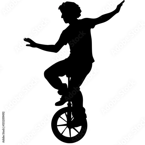 Unicycle Rider Silhouette for Balance Art and Sports Vector Design