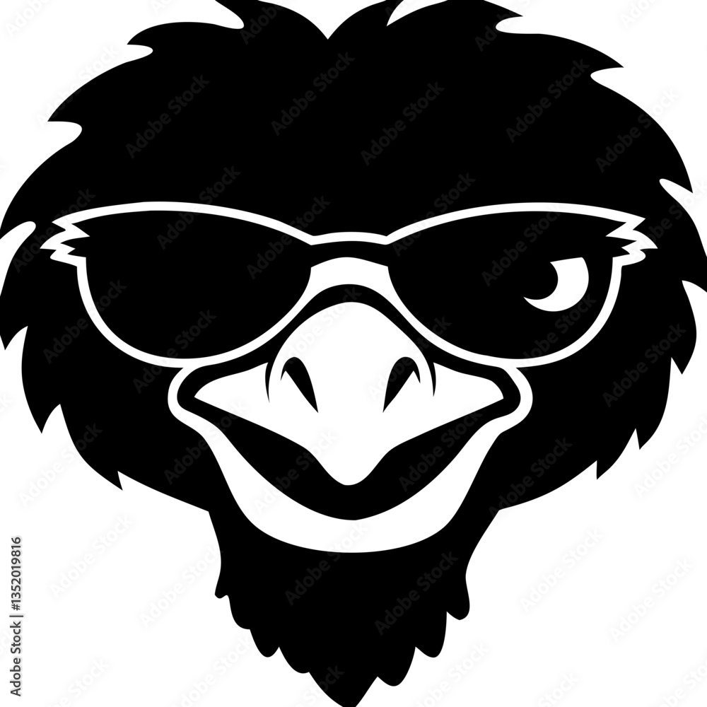 Obraz premium Cool Ostrich Head Wearing Sunglasses Vector for Logo or T-Shirt Design