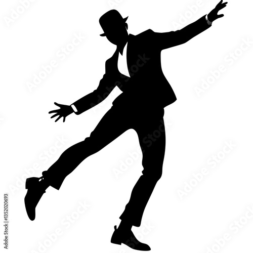 Silhouette Dancer in Motion with Stylish Hat Perfect for Posters and Artistic Designs