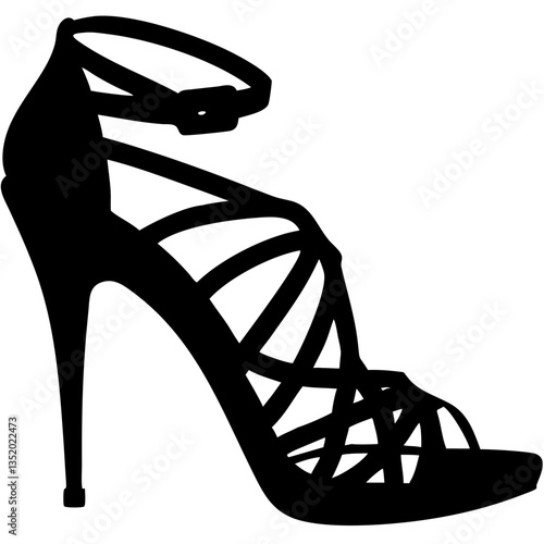 High Heel Strappy Sandal Silhouette Vector Illustration for Design and Fashion Projects