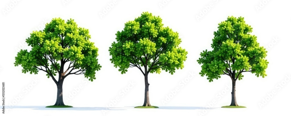 Fototapeta premium Three isolated tree branches on a white background, solitude, branch