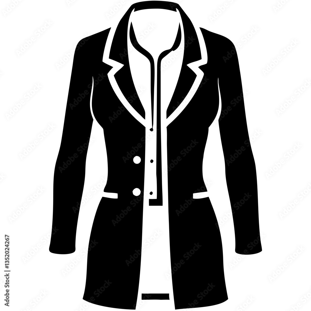 Stylish Black Blazer Jacket Silhouette Professional Fashion Vector Illustration Stylish Black Blazer Jacket Silhouette Professional Fashion Vector Illustration