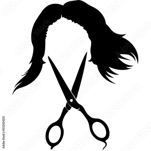 Hair Styling Scissors and Silhouette Vector for Salon Logo Design Inspiration