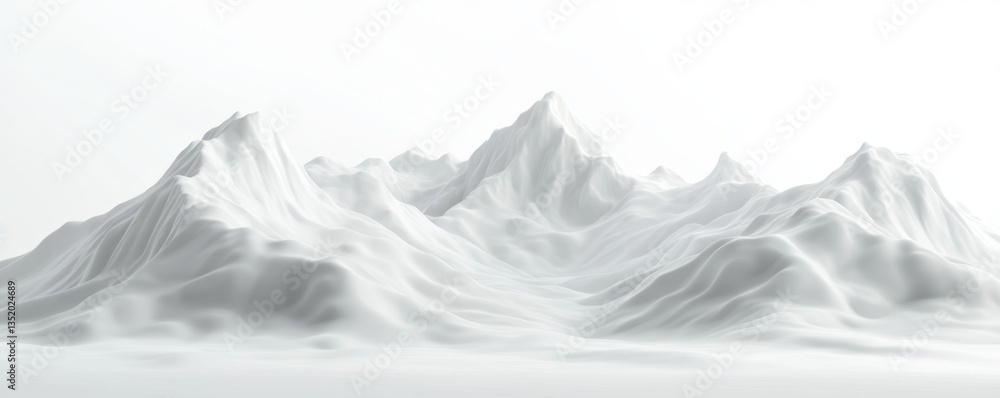 Obraz premium White minimalist mountain range, studio backdrop, clean design