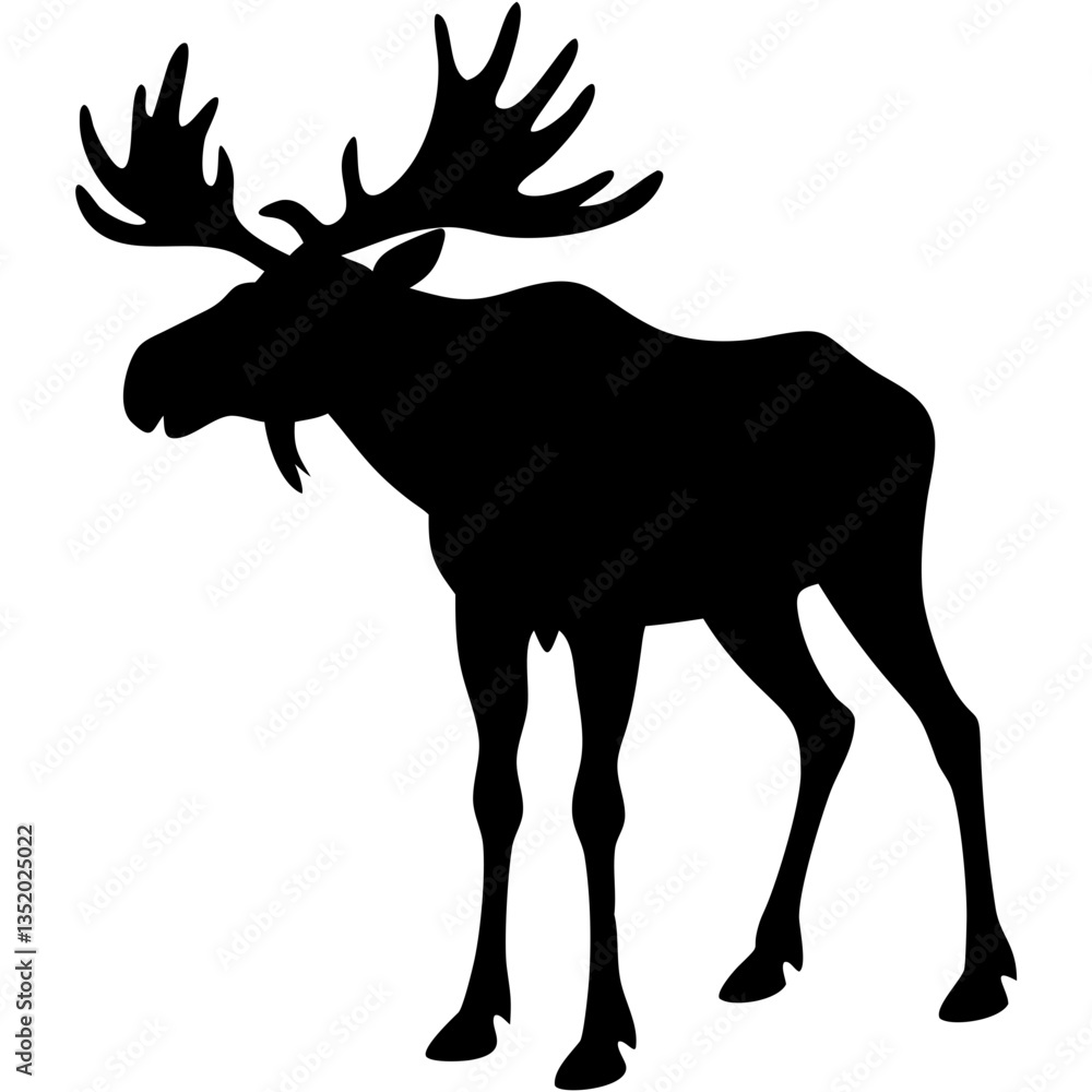 Moose Silhouette Vector Illustration for Wildlife Designs and Nature Concepts Moose Silhouette Vector Illustration for Wildlife Designs and Nature Concepts