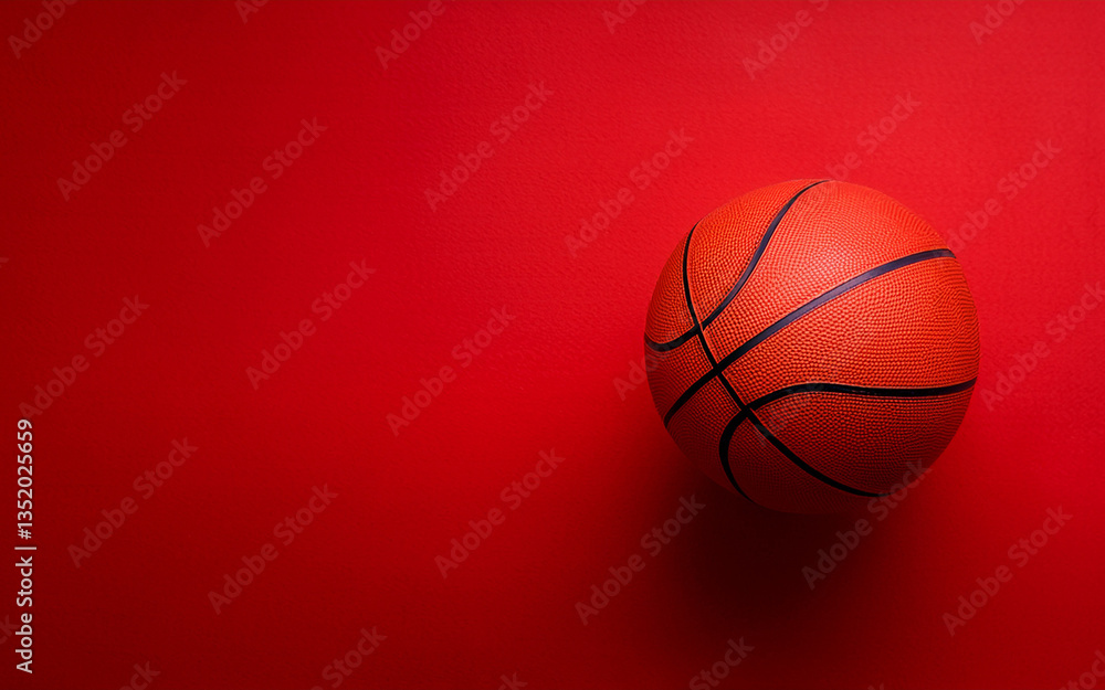 Obraz premium basketball ball on the floor red background