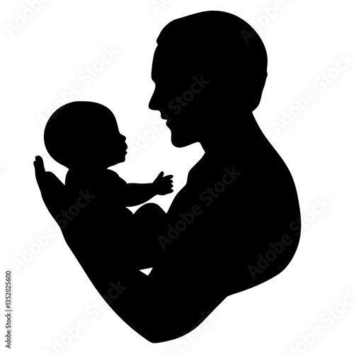 Father Holding Baby Silhouette Family Love Concept Vector Art