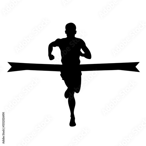 Silhouette of Runner Crossing Finish Line Vector for Sports and Fitness Designs