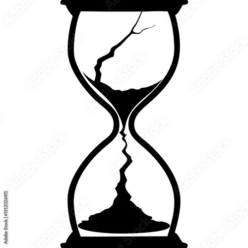 Cracked Hourglass Symbolizing Time Pressure and Fragility in Modern Life