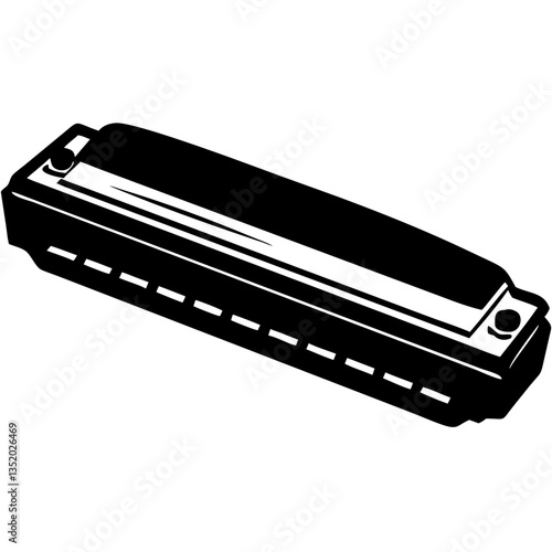 Black Harmonica Vector Illustration for Music Projects and Crafts