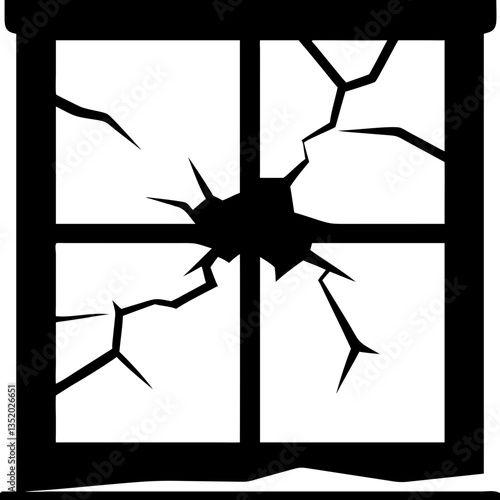 Vector Illustration of Broken Window Shattered Glass for Design Use