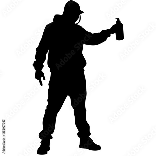 Urban Artist Silhouette Holding Spray Paint Can Street Art Vector Illustration