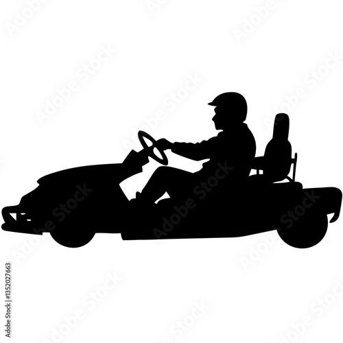 Silhouette of Person Driving Go-Kart for Racing and Recreational Design Use