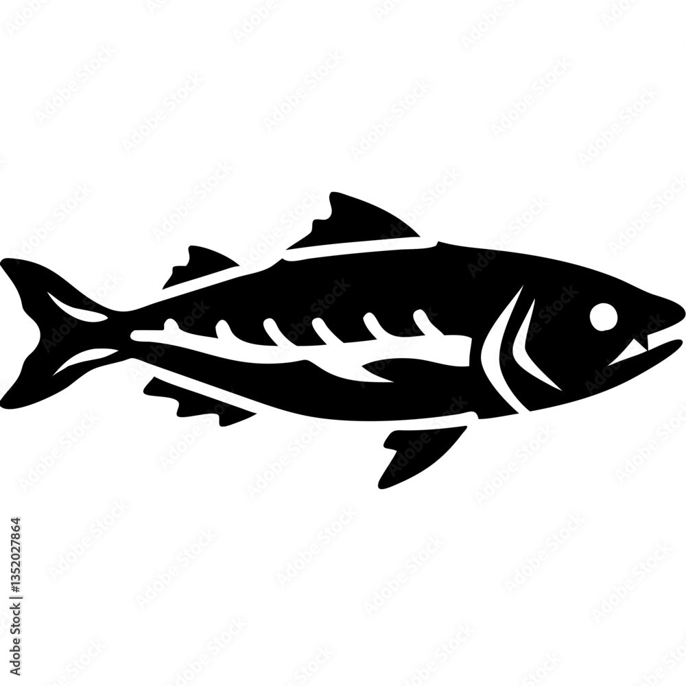 Obraz premium Stylized Fish Silhouette Vector Design for Tattoos and Craft Projects
