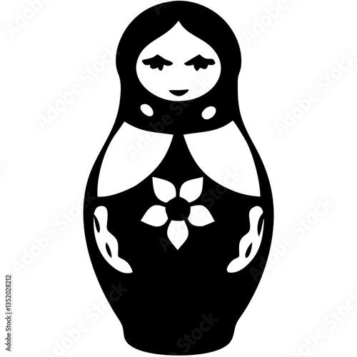 Traditional Russian Matryoshka Doll Silhouette Vector for Craft and Design Projects