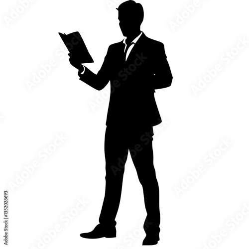 Businessman Silhouette Holding Document for Corporate Design and Presentation
