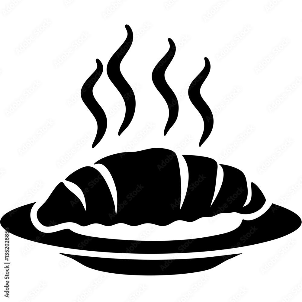 Freshly Baked Croissant Vector Illustration for Bakery and Cafe Menus