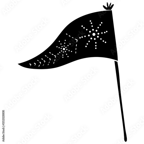 lanna flag with perforated pattern handrawn solid style illustration