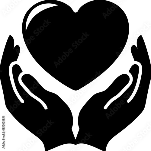 Heart in Hands Symbolizing Care and Compassion Vector for Charity and Wellness