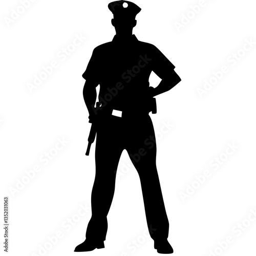 Police Officer Silhouette Vector Illustration for Security and Law Enforcement Designs