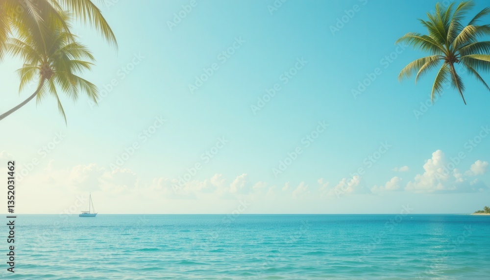 Fototapeta premium Relaxing beach scene tropical paradise photo coastal serene nature