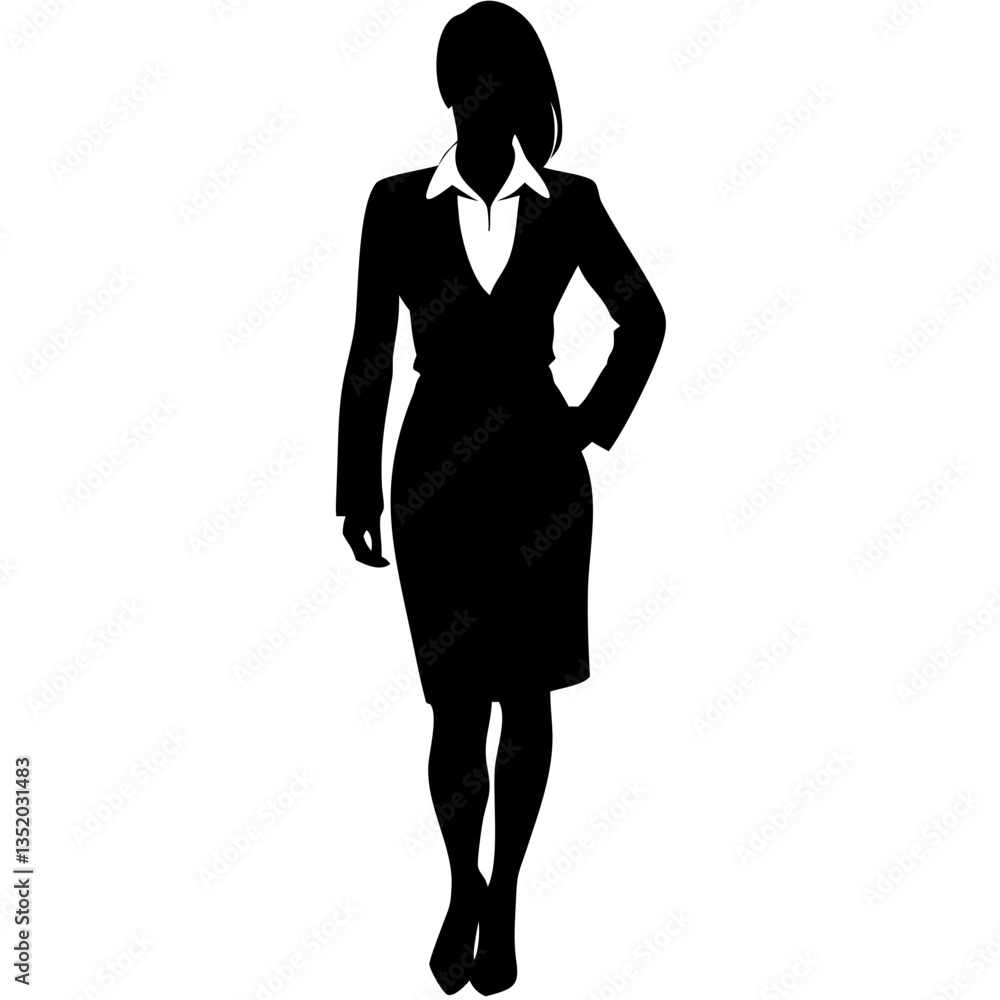 Fototapeta premium Businesswoman Silhouette Professional Female in Dress for Design and Branding