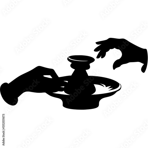 Silhouette Pottery Handcrafting Clay Vase Artistic Design Vector