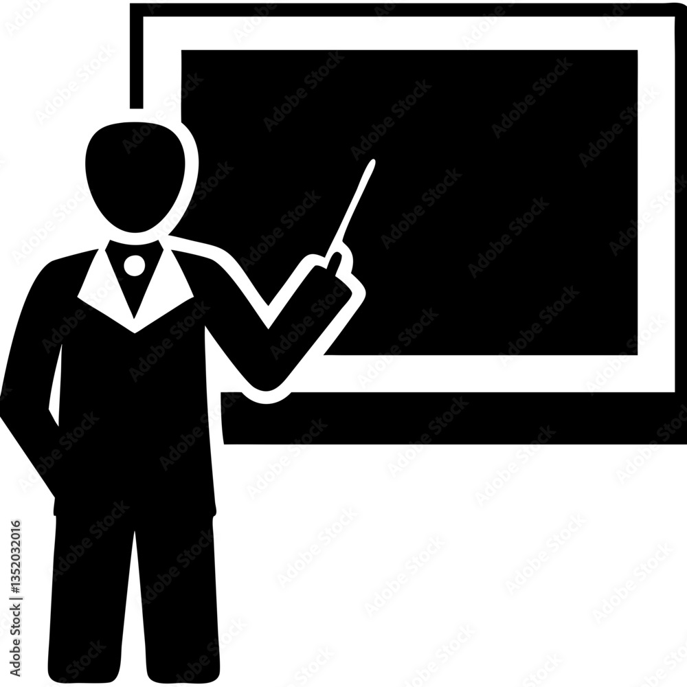 Vector Illustration of Teacher Presenting at Chalkboard for Educational Use Vector Illustration of Teacher Presenting at Chalkboard for Educational Use