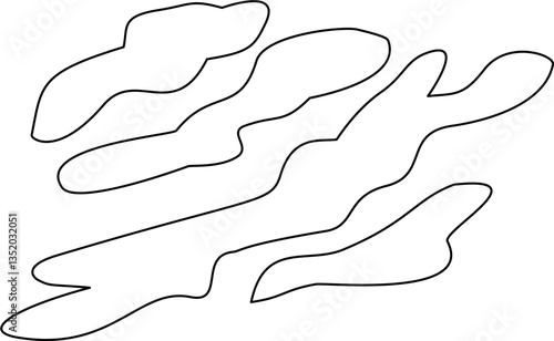 Black Line Art White Shadow Stratus Cloud Illustration Minimalist Cloud Drawing Clipart