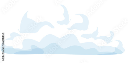 Black Line Art White Shadow Stratus Cloud Illustration Minimalist Cloud Drawing Clipart