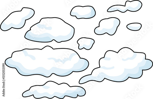 Black Line Art White Shadow Stratus Cloud Illustration Minimalist Cloud Drawing Clipart
