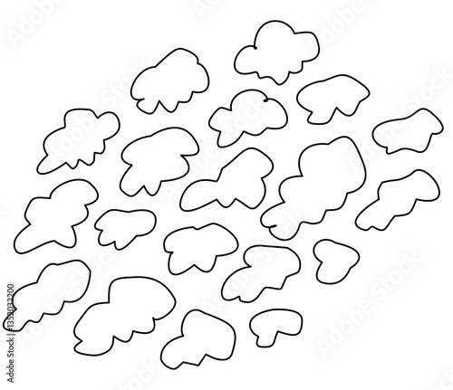 Black Line Art White Shadow Stratus Cloud Illustration Minimalist Cloud Drawing Clipart